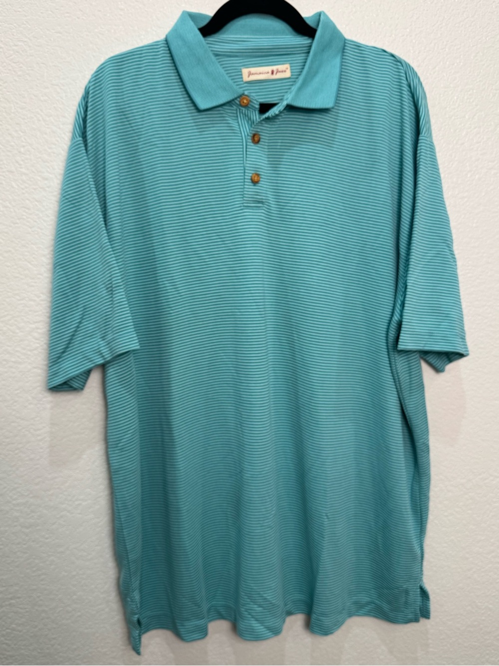 Jamaica Jaxx Polo Shirt Mens 2XL Blue Modal Textured Micro Stripe Coastal NWOT